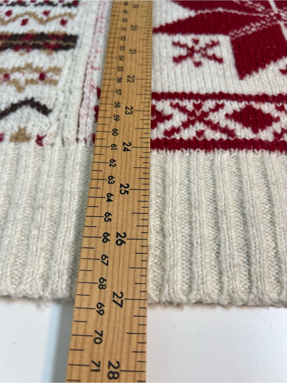 American Eagle Cozy Ivory Fair Isle Cable Turtleneck Sweater with Red Accents-L - Picture 6 of 6